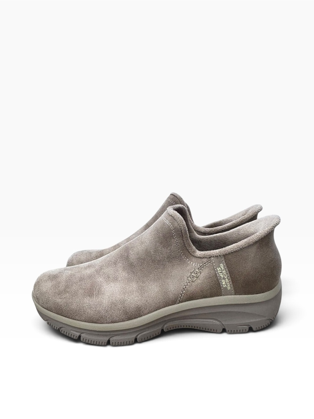 Skechers Taupe Suede-Look Slip-On Comfort Loafers